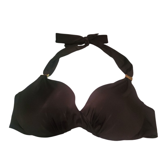 HP! Victoria's Secret Swim Black Essential Harlow Halter Push-Up Bikini Top Like - Picture 4 of 8